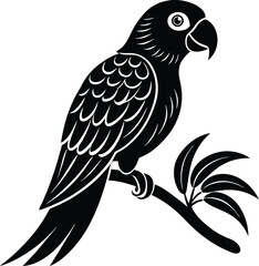 Clean parrot silhouette with tail detail and side view