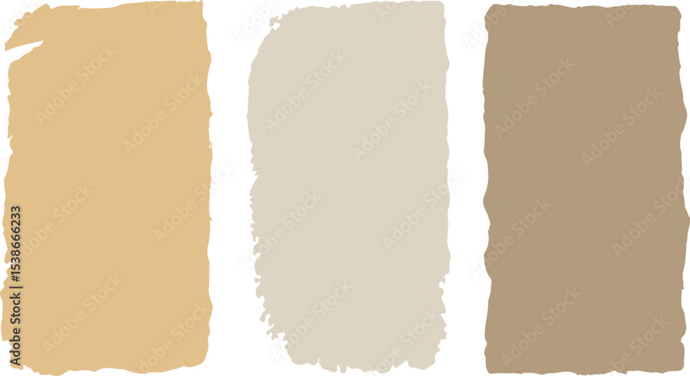 Poster three neutral color swatches with abstract edges for design projects