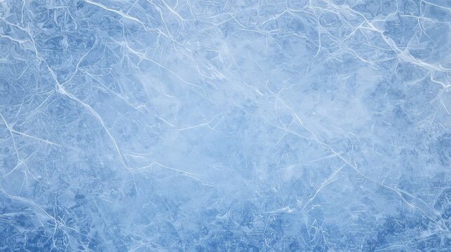 Abstract blue ice. Background texture of cracked ice. Top view of frozen surface of hockey ice
