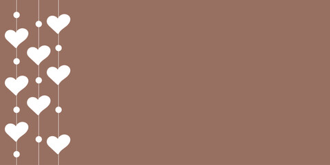 Cute mocha musse background with white hearts.