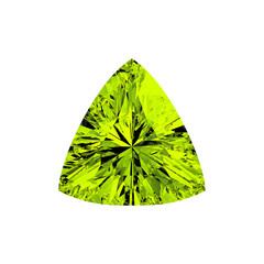 trillion curved cut peridot gemstone