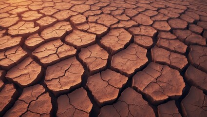 Drought Top View showing cracks in the ground from an aerial perspective. Texture of a desert landscape.