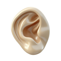 A close up of a human ear with a shiny, smooth texture. The ear is the main focus of the image, and it is a realistic representation of an ear