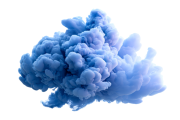 Blue smoke cloud on transparent background creates ethereal effect