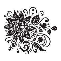 flower silhouette, editable vector image