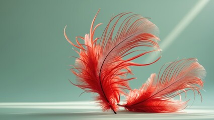 Close-up of fluffy pink feathers on a light background.