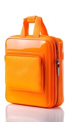 Orange Backpack Studio Shot, Reflective Surface, Travel