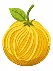 Stylized Spaghetti Squash Illustration with Green Leaf and Stem Perfect for Food Blogs Recipe Websites and Healthy Eating Campaigns Isolated on White Background