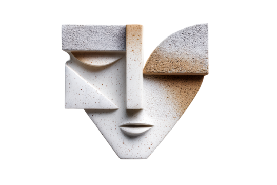 Modern abstract face sculpture with smooth textures and shapes