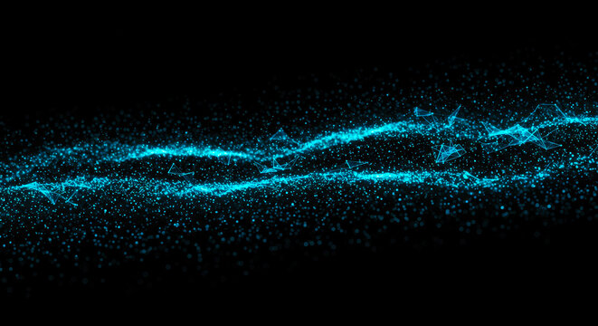 Abstract tech background with glowing waves represents machine learning and future connectivity