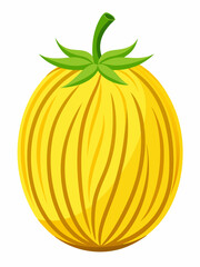 Illustration of a Yellow Tomato with Green Stem and Leaves isolated on White Background a Healthy and Nutritious Vegetable for Cooking and Eating Fresh and