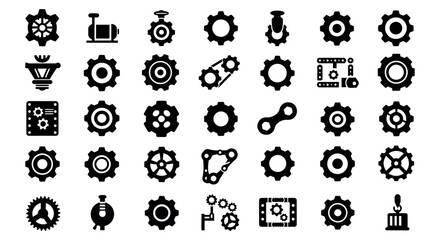 Gear and cogwheel icon set for industrial design and mechanical engineering concepts vector illustration