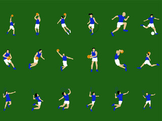 Modern Flat Style Athlete Character Designs