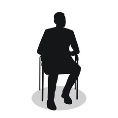 Young guy sitting, black silhouette