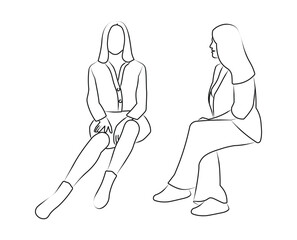 Conversation of a girl with a psychologist, solving personal problems, female silhouettes sitting