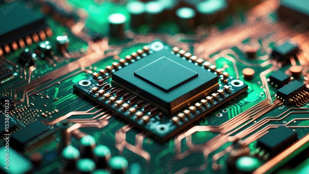 Aufkleber Electronic background texture featuring digital circuitry and abstract patterns.