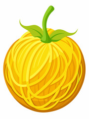 Illustration of spaghetti squash with green stem and leaves a healthy vegetable perfect for culinary designs food illustrations and promoting healthy eating habits with vibrant