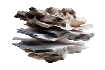 Unique layered rock formation with transparent background