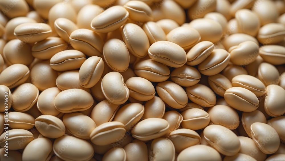 Poster extreme close-up view of soybeans. full frame of soybeans used as a background. soybeans are utilize