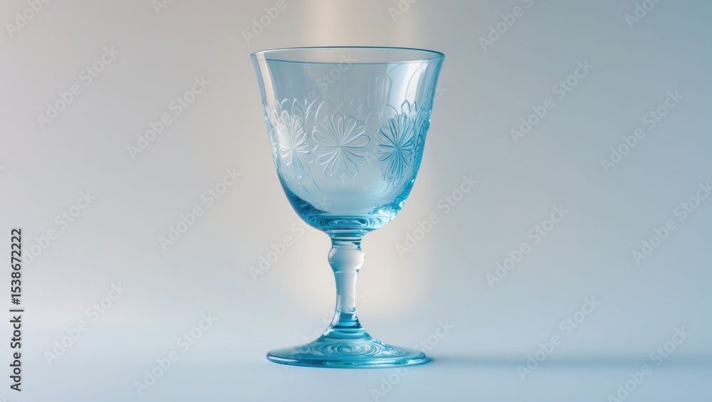 Poster elegant transparent glass featuring a pattern on a white background isolated