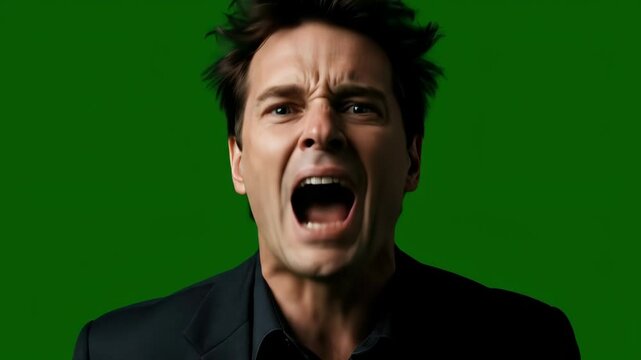 Man with surprised facial expression reacting dramatically