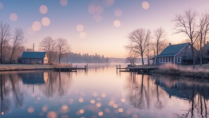 Fototapeta premium Early morning view over Lake