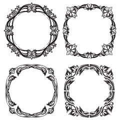Contemporary Decorative Vector Floral Frames Set Collection
