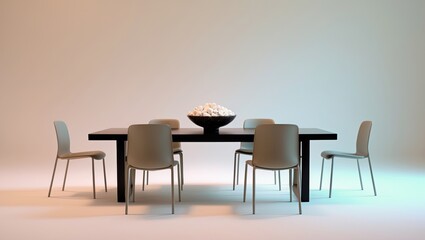 Garden dining table with chairs on a white background for outdoor meals and gathering.