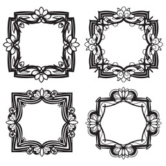Lovely Decorative Vector Floral Frames Set Collection
