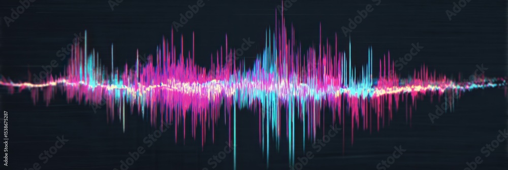 Aufkleber Unique Distortion of Voice Waveform With Vibrant Colors and a Simple Background Displaying Dynamic Sound Patterns