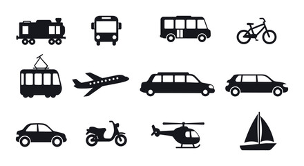Obraz premium Transportation icons collection for graphic design and print projects vector illustration