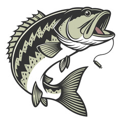 Jumping Largemouth Bass Fish Vector Bundle in Various Artistic Styles