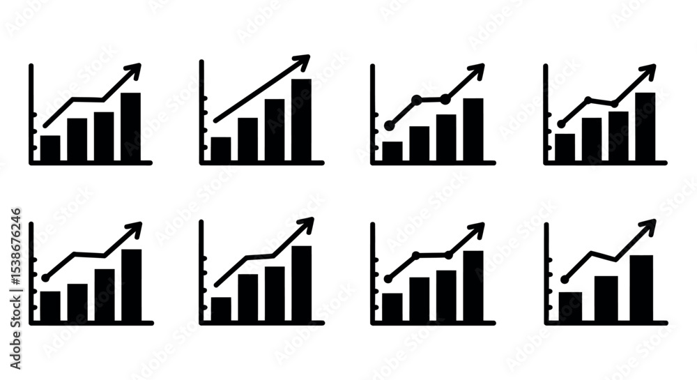 Poster growth analysis concept with multiple bar graph icons for business design vector illustration