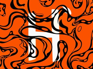 white letter h, alphabet h on orange abstract background