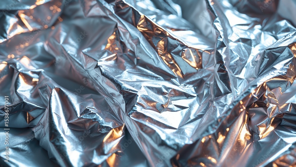 Poster crumpled foil texture background with shiny material. backdrop.