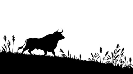 black silhouette of a cow