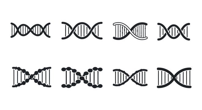 Genetic science and biology design with dna helix set for educational and scientific applications vector illustration