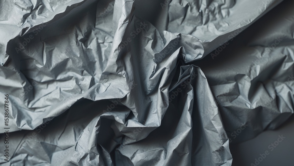 Poster crumpled grey paper texture background with a wrinkled paper surface. artistic backdrop featuring sc