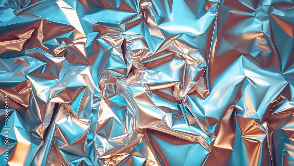 Poster crumpled foil background showcasing the reflective color and texture of crumpled foil.