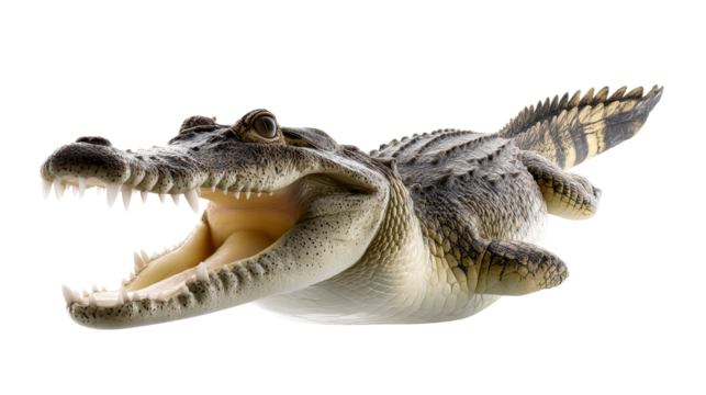 Realistic crocodile figure with open mouth and detailed features