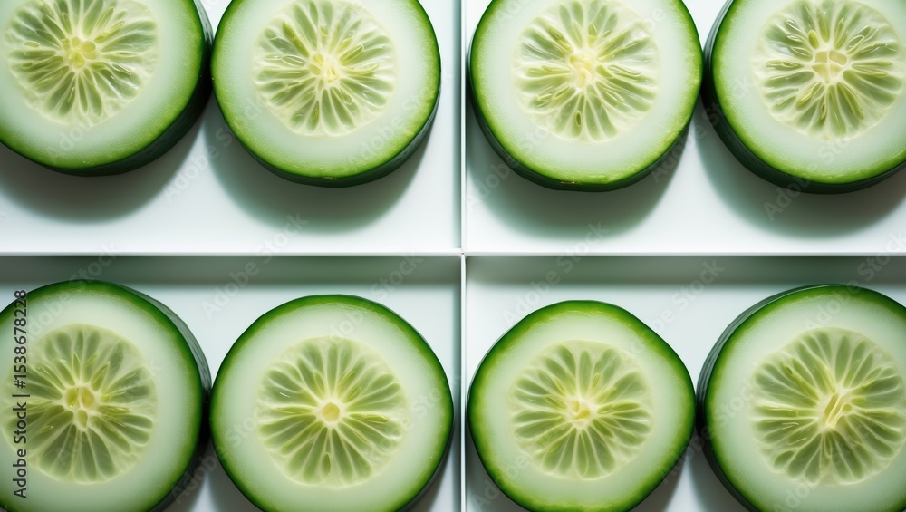 Poster cucumber slices isolated on background with no other objects included.