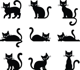 set of animal silhouettes vector