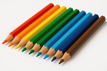 Fototapeta premium Colored pencils on a plain white backdrop