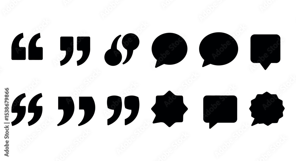 Poster collection of speech and quote bubbles icons for design and communication projects vector illustrati