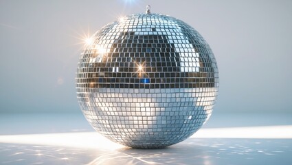 Closeup of a disco ball isolated on a white background