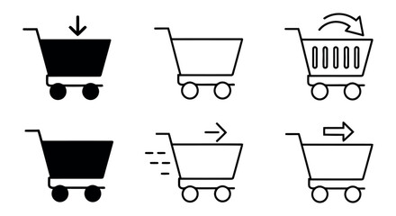 Shopping cart icon set for e-commerce and ux design projects vector illustration