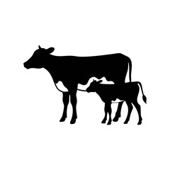 silhouette of a cow
