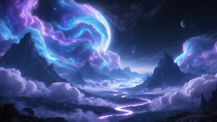 Digital fantasy artwork of a distant planet.