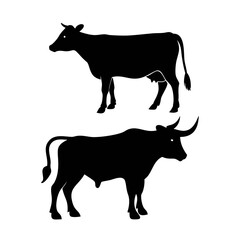 black silhouette of a cow