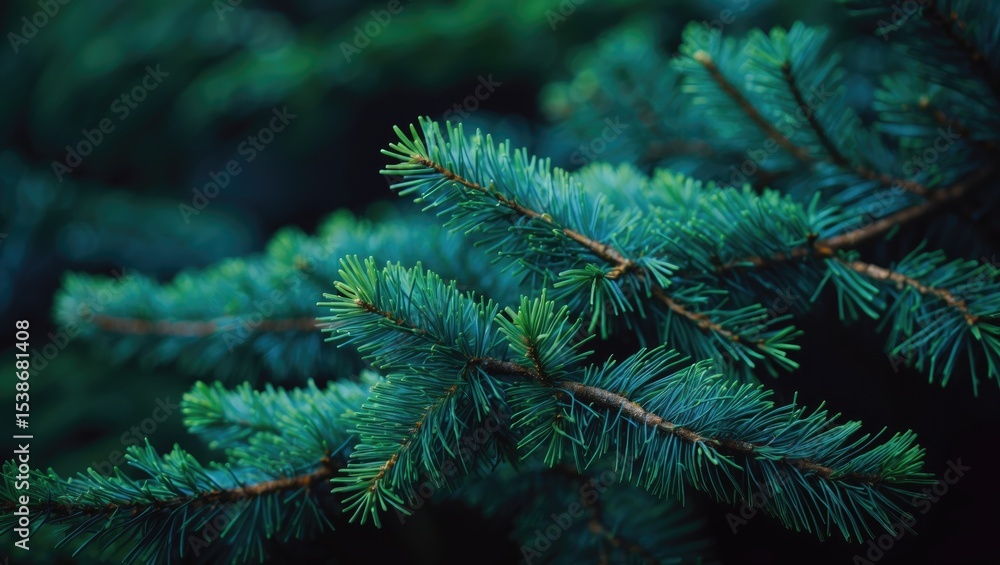 Poster close-up of a fir tree branch with space for text.